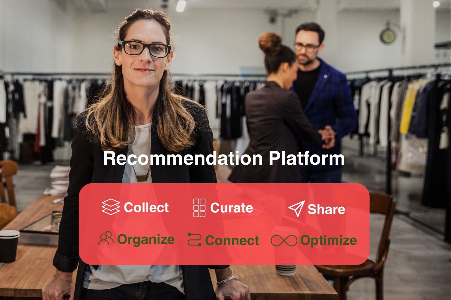The SIX recommendation platform for retail — supporting Collect, Curate, Share, Organize, Connect, and Optimize across the recommendation lifecycle.